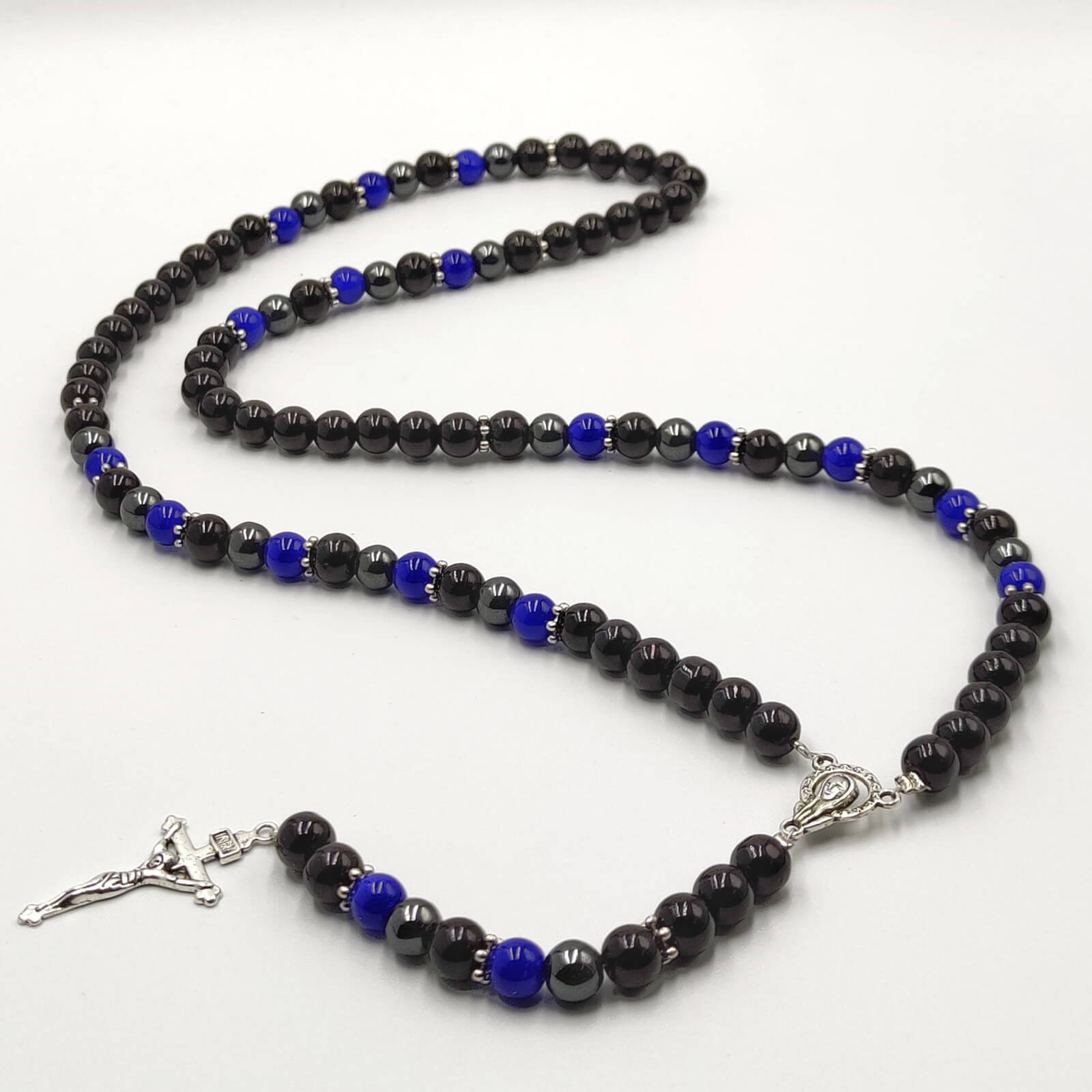 Collana in pietra naturale “Onice nero, agata blu ed Ematite” – Off ...